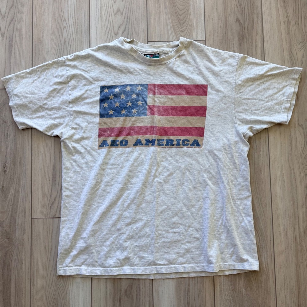 Vintage American Eagle T-Shirt Mens XL Gray Short Sleeve Cotton Made in USA